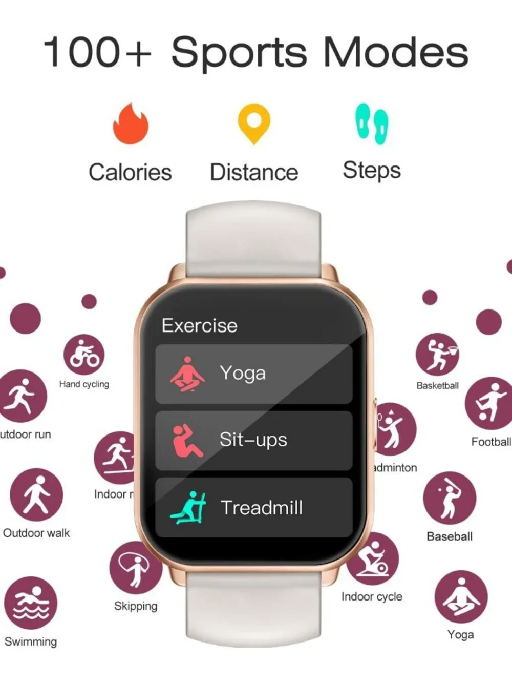 Stylish Smart Watch for Men & Women - Call Function, Sport & Metal Bands, Gold